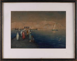 HANSEN Hans Jacob 1853-1947,Figures on a jetty, Tangiers,Eldred's US 2023-04-20