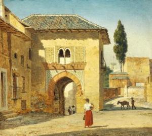 HANSEN Heinrich,View of the eastside of the Gate of Wine in Alhamb,1851,Bruun Rasmussen 2018-09-18