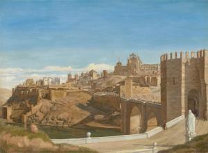 HANSEN Heinrich 1821-1890,View of Toledo with the Alcántara Bridge crossing,1850/51,Villa Grisebach 2023-11-30