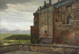 HANSEN I.T.,A view of Stirling Castle with mountains in the di,1875,Bruun Rasmussen 2022-02-21