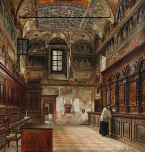 HANSEN I.T.,Interior from the church Santa Maria in Organo, Ve,1883,Bruun Rasmussen 2023-08-07