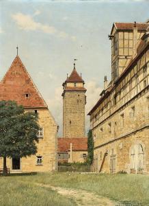 HANSEN I.T. 1848-1912,View from a hospital in Rothenburg,Bruun Rasmussen DK 2023-08-28