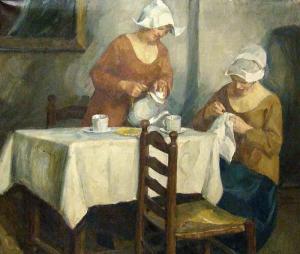 HANSEN Josef,Holländisches Stubeninterieur mit Mädchen beim Kaf,1922,Reiner Dannenberg 2007-09-19