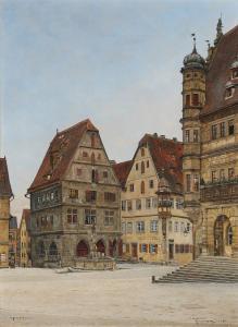 HANSEN Josef Theodor 1848-1912,Scenery from Markplatz in Rothenburg,1911,Bruun Rasmussen 2024-02-26