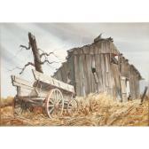 hansen louise b,Stark landscape with barn and wagon,Ripley Auctions US 2011-04-20