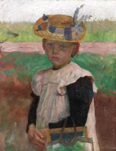 HANSEN Peter Marius,Portrait of a young girl with a strawhat,1901,Bruun Rasmussen 2023-11-27