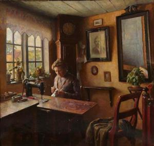 HANSEN SVANEKE Bertel,A cottage interior with a woman seated with her se,Bonhams 2020-02-03