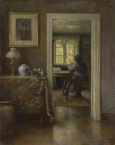 HANSEN SVANEKE Bertel 1883-1937,Interieur mit lesender Frau,1929,Galerie Bassenge DE 2019-05-31