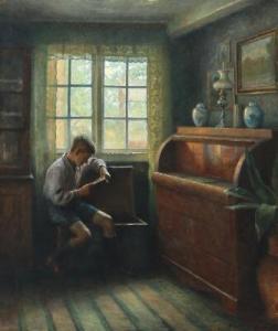 HANSEN SVANEKE Bertel 1883-1937,Interior with reading boy,Bruun Rasmussen DK 2020-02-03