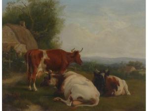 HANSON EBENEZER,Cattle at rest in a landscape,1889,Capes Dunn GB 2014-03-25