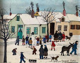 HARA Jacques 1933,Autour d\’un bonhomme de neige,Art Richelieu FR 2021-10-07
