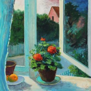 HARALD PIHL Kai 1894-1978,Interior with plant in a window sill,Bruun Rasmussen DK 2011-06-13