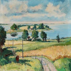 HARALD PIHL Kai 1894-1978,Landscape from Bramsnæsvig,Bruun Rasmussen DK 2016-06-13