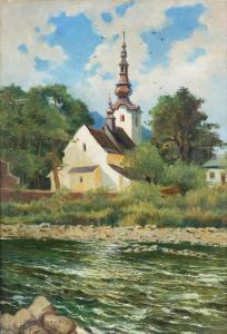 HARASIMOWICZ Marceli 1859-1935,Kościół w Krościenku nad Dunajcem,1926,Sopocki Dom Aukcjny 2024-02-21
