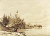 HARDENBERG Lambertus,A Fisherman and his Wife by a River, a moored sail,Christie's 1999-11-10