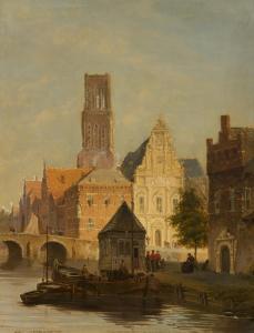 HARDENBERG Lambertus,Szene am Kanal in einer niederländischen Stadt,1839,Van Ham 2024-01-30