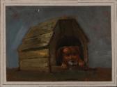 HARDER Hans 1792-1873,A dog in a doghouse,Bruun Rasmussen DK 2018-06-01