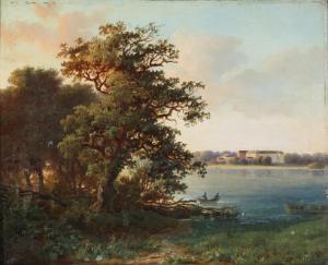HARDER Hans 1792-1873,View of Sorø Lake towards Sorø Academy,Bruun Rasmussen DK 2021-09-20