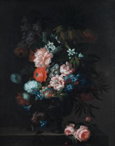 HARDIME Peter 1677-1758,Roses, tulips, carnations and other flowers in a g,Bonhams GB 2021-10-26