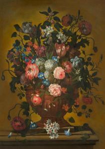 HARDIME Simon 1664-1737,Still life of flowers with vase on a plinth,Galerie Koller CH 2023-09-22