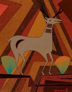 HARDIN Helen 1943-1984,Deer at Sunrise,Santa Fe Art Auction US 2023-11-11