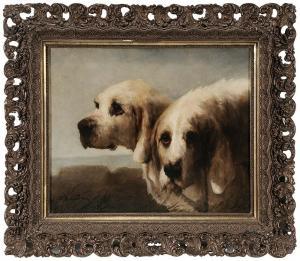HARDING C 1829,Two Great Pyranees Dogs in a landscape,Brunk Auctions US 2016-05-12