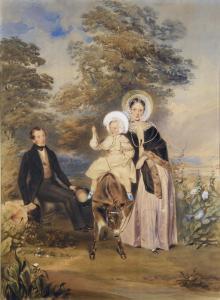 HARDING EDWARD J 1840-1870,A FAMILY PORTRAIT, THE CHILD UPON A DONKEY,1839,Lawrences GB 2018-07-06
