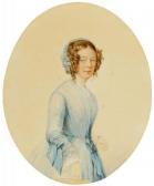 HARDING EDWARD J 1840-1870,Portrait of a lady in blue, three quarter length,Rosebery's GB 2018-09-08