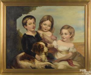 HARDING John 1777-1846,portrait of three children and their dog,Pook & Pook US 2017-12-13