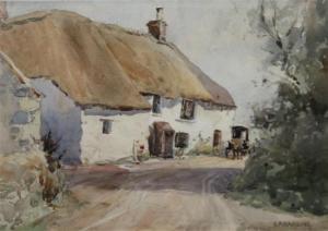 HARDING Samuel Alfred 1868-1941,A Devon village with thatched cottages,Gorringes GB 2011-10-19