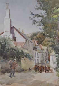 HARDING Samuel Alfred 1868-1941,Devonshire village street scene,Burstow and Hewett GB 2011-12-14