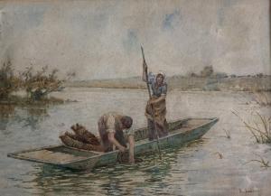 harding seddon Richard 1915-2000,Fishing from Punt,David Lay GB 2019-10-31