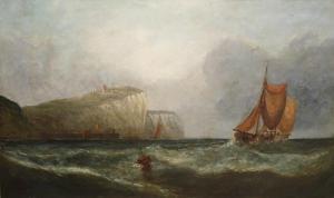 HARDING W 1800-1900,Sailing vessels off coastal cliffs with castle,Bonhams GB 2012-03-14