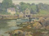 Hardwick Alice Roney 1876-1932,Lakeside homes with docked boats,John Moran Auctioneers US 2017-08-08