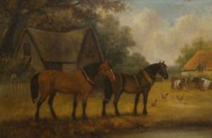 HARDY William Howard 1868-1918,Horses and other Animals in a Farmyard,Keys GB 2009-06-12