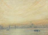 HARE Derek,Tower Bridge, London skyline with sunrise,1990,The Cotswold Auction Company 2019-08-06