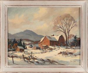 HARE John Cuthbert 1908-1978,Winter landscape with red barn,Eldred's US 2024-04-05