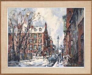 HARE John Cuthbert 1908-1978,Winter Sunlight Louisburg Square" (Boston),Eldred's US 2013-08-07