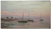 HARE M.E,sail boats by the coast with a town beyond,1905,Gilding's GB 2010-06-29