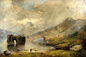 Hare Robert 1800,A Scottish loch scene,1877,Batemans Auctioneers & Valuers GB 2017-09-02