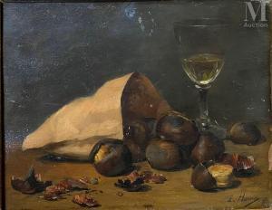 HAREUX Ernest,Nature morte aux marrons et au verre de vin blanc,Millon & Associés 2022-02-08