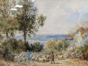 HARFORD William Henry 1800-1900,Figures driving sheep in a rural landscape,19th,Cheffins 2024-01-11