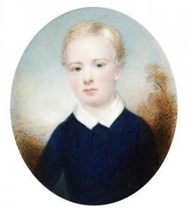 HARGREAVES George,A BOY bust length in blue shirt with white collar,1848,Mellors & Kirk 2019-09-18