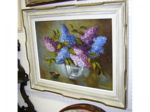 HARISCH William 1917,lilacs in a bowl,Halls Auction Services CA 2007-11-11