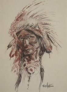 HARMAN Fred 1902-1982,Native American Chief,Altermann Gallery US 2014-04-03