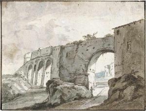 HARMS Johann Oswald 1643-1708,Römische Campagna mit Aquädukt,Galerie Bassenge DE 2020-06-03