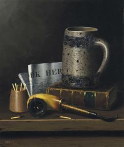 HARNETT William Michael 1848-1892,Still Life with New York Herald, Beer Stein and P,1879,Christie's 2017-11-21