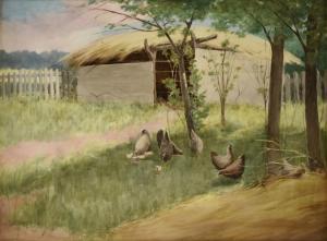 HARNEY Paul E 1850-1915,Chickens Foraging in a Barn Yard,1900,Simpson Galleries US 2022-10-01