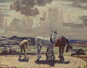 HAROLD W 1889-1946,Dearden  FARM HORSES, ATTACHING THE HARROW,Whyte's IE 2014-09-29
