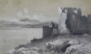 HARPER Henry Andrew 1835-1900,Ruined Castle on a Lakeside, possibly The Holy,David Duggleby Limited 2022-07-23